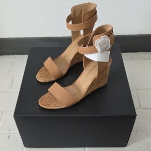 American Rag Tan Cork Wedge Sandals with Ankle Straps